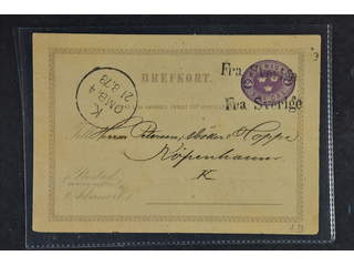Sweden. Facit bKe2D. DENMARK. Danish cancellations FRA SVERIGE and K.OMB. 4 21.8.1878 on …