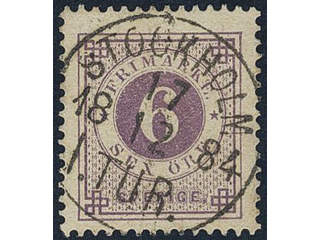 Sweden, Sverige, Sverige, Sverige. Facit 31k used, 6 öre red-lilac on calendered paper. …