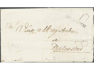 Sweden. A county. STOCKHOLM, straight postmark. Type 15 on cover dated in November 1823, …