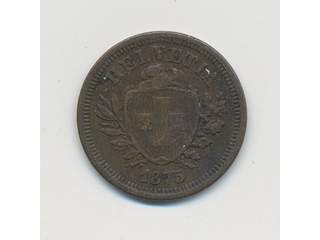 Coins, Switzerland. KM 3, 1, 1 rappen 1875. 1,49 g. VF.