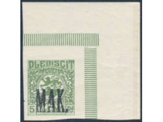 Denmark Schleswig. Facit 2 or Scott 2 ★★ , 1920 Lion and Landscape 5 pf olive-green in …