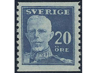 Sweden. Facit 151Ac ★★, 1920 Gustaf V full face 20 öre blue vertical perf 9¾ on greenish …