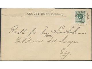 Sweden. Facit 43c on cover, 5 öre deep green on local cover with beautiful cancellation …