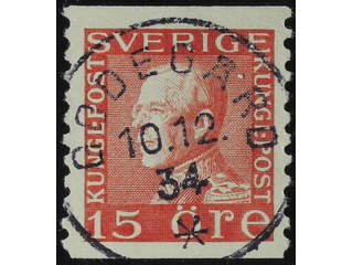 Sweden. Facit 177Ac used , 15 öre red, type II vertical perf on white paper. EXCELLENT …