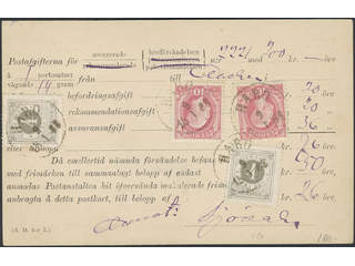 Sweden. Facit 45, 42 on cover, 2×4+2×10 öre on PS-card used for an insufficeintly …