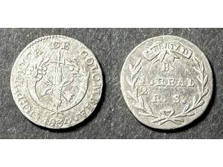 Colombia 1/2 real 1834, VF-XF