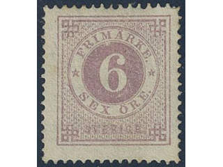 Sweden, Sverige, Sverige, Sverige. Facit 20j ★, 6 öre lilac. One corner perf slightly …