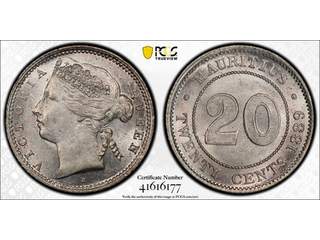 Mauritius Queen Victoria (1837-1901) 10 cents 1889 H, UNC, PCGS MS63