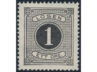 Sweden. Postage due Facit L1 ★, 1 öre black, perf 14. Superb. SEK 1200