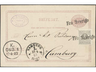 Sweden. Facit bKe6A, 29. Cancellations, DENMARK. Danish pmks FRA SVERIGE and K. OMB.5 …