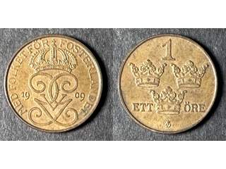 Sverige Gustav V (1907-1950) 1 öre 1909, 01/0