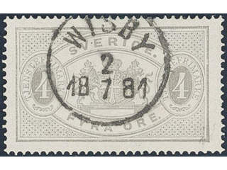 Sweden. Official Facit Tj2b used , 4 öre light grey, perf 14. Superb cancellation WISBY …