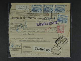 Sweden. Facit 332A, 413A cover , 15 öre + 4x5 kr on address card for parcel sent from …