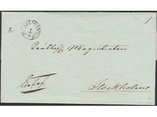 Sweden. K county. CARLSHAMN 1.4.1837, arc postmark. Type 2 on beautiful cover sent to …