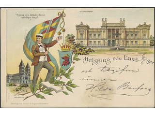 Sweden. Postcard Facit 52 , Gruss Aus. Lund, "Helsning från", used card sent from PKXP …