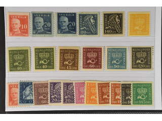 Sweden. ★ 1920–36. Coil stamps. All different, e.g. F 149A, 151A+C, 154-55, 156, 158-60, …