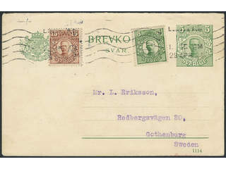 Sweden. Postal stationery, Double postcard, Facit bKd17, Reply part 5 öre additionally …