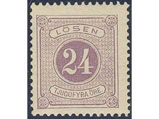 Sweden. Postage due Facit L17d ★★ , 24 öre red-lilac, perf 13 on yellowish paper. SEK 600