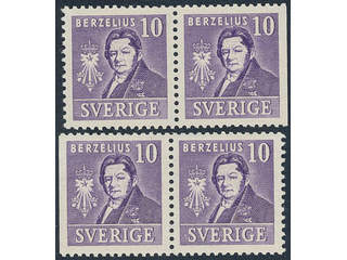 Sweden. Facit 320BC/CB ★★/★, 1939 Royal Academy of Sciences 10 öre violet, pair 3+4 and …