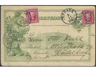 Sweden. Postal stationery, single postcard Facit bKe9, 54 , 1897 Commemorative postcard …