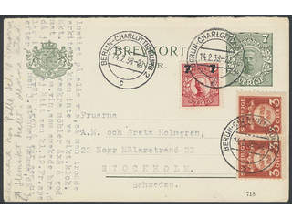 Sweden. Postal stationery, double postcard Facit bKd18, 99, 139 , Reply part 7 öre …