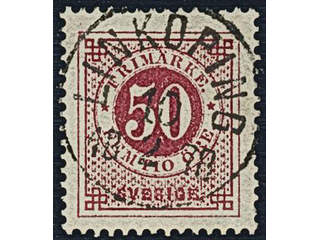 Sweden. Facit 36a used , 50 öre karmin. PRAKT-stämplat LINKÖPING 10.2.1878.