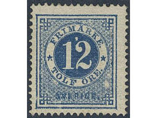 Sweden. Facit 21n ★, 12 öre dark blue, dense blurred background. SEK 2000
