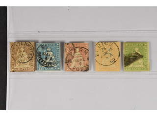Switzerland. Used 1854–59. All different, Mi 13-17 II. Mi € 240 (5)