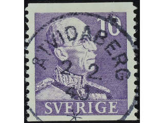 Sweden. Facit 269A used , 1939 Gustaf V small numerals 10 öre violet vertical perf. …