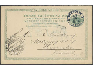 Sweden. Postal stationery, double postcard Facit bKd15A , Originating card 15 öre sent …