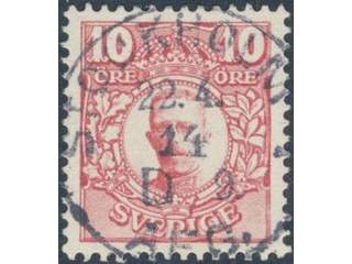 Sweden. Facit 82 used , 10 öre red. EXCELLENT cancellation STOCKHOLM 1 22.4.14.