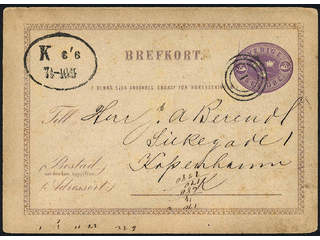 Sweden. Facit bKe2. Cancellations, DENMARK. Danish numeral cancellation 1 (Kjøbenhavn) …