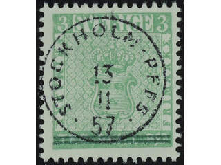 Sweden. Facit 471 used , 1955 Stockholmia-55 3 öre green. EXCELLENT cancellation …