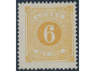 Sweden, Sverige, Sverige, Sverige. Postage due Facit L4b ★★, 6 öre yellow, perf 14. …