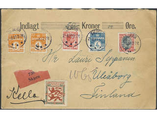 Denmark. Facit 145, etc. cover, 2×1+4+10+27 øre on cover sent from SKJERN 2.6.19 to …