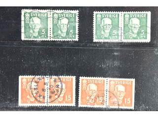 Sweden. Facit 266–67BC/CB used , 1938 80th Birthday of King Gustaf V 5 + 15 öre pair 3+4 …