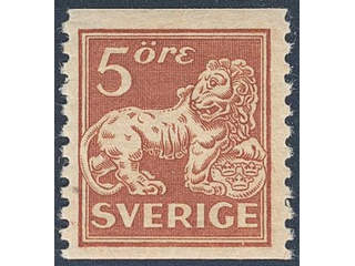 Sweden. Facit 142Acxz ★★ , 5 öre brown-red, type II wmk lines + KPV.