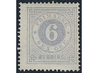 Sweden. Facit 20i ★, 6 öre dull blue-lilac. Slightly short perf., otherwise very …