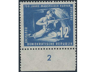 Germany, GDR (DDR). Michel 273 I ★★, 1950 Copper Mines 12 pf blue with white hook to the …