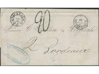 Sweden. Foreign-related cover. France. Unpaid folded letter sent from STOCKHOLM …