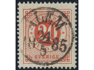 Sweden, Sverige, Sverige, Sverige. Facit 33f used, 20 öre orange-red on calendered …