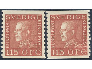 Sweden. Facit 194 ★★ , 115 öre brown-red. Two very fine copies. (2).