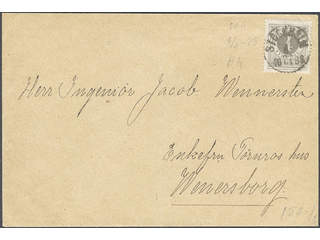 Sweden. Facit 42c cover , 4 öre light grey on inland printed matter with beautiful …