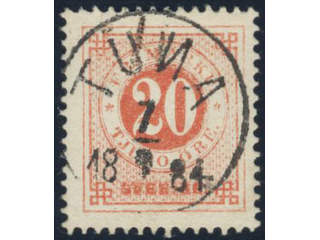Sweden, Sverige, Sverige, Sverige. Facit 33e used, 20 öre orange-red. EXCELLENT …