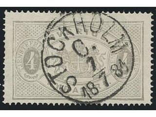 Sweden. Official Facit Tj2c used , 4 öre light grey, perf 14, yellowish paper. Superb …