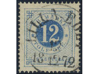 Sweden. Facit 21h used, 12 öre clear blue on yellowish paper. Superb cancellation LILLA …