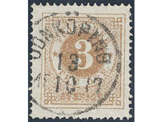 Sweden. Facit 17h used , 3 öre olivish orange-brown. Superb cancellation JÖNKÖPING …