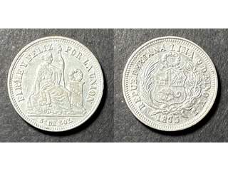 Peru 1/5 sol 1875, AU