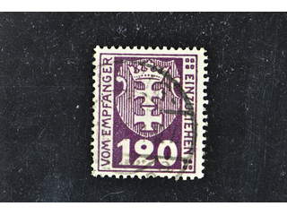 Germany Danzig. Postage due Michel 7b used , 1921 120 pf dark brown-violet. Signed …