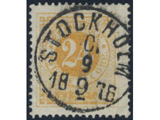 Sweden, Sverige, Sverige, Sverige. Facit 24f used, 24 öre orange-yellow on ordinary …